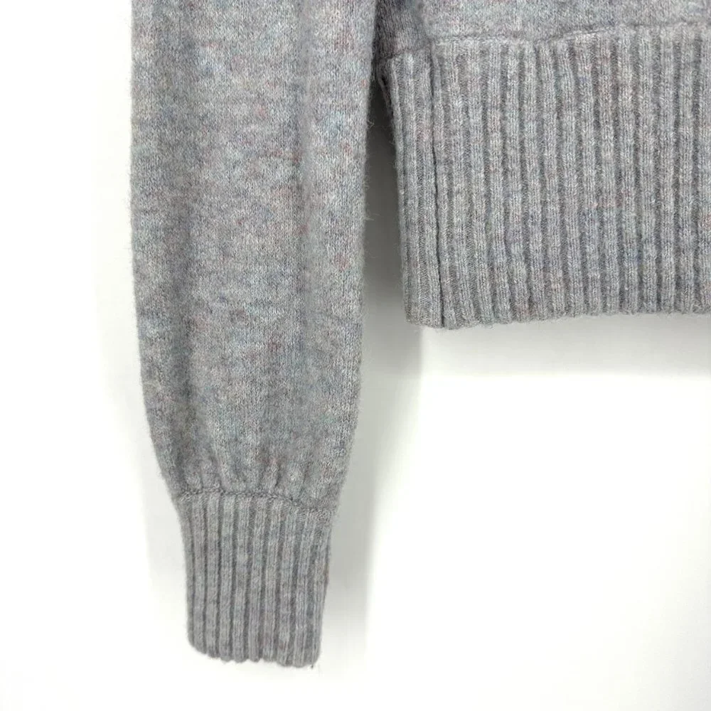 J.Crew Button Detail Crewneck Sweater Gray Supersoft Alpaca Blend‎ XS